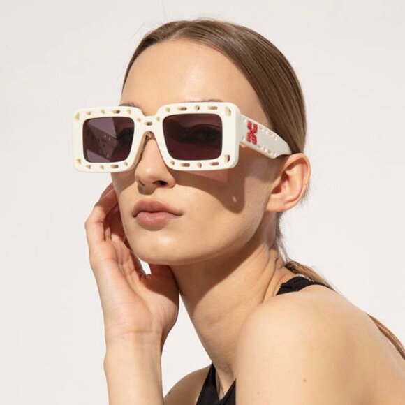 NEW OFF-WHITE SQUARE SUNGLASSES ATLANTIC 107 WHITE GREY OFF-WHITE WOMEN EYEWEAR